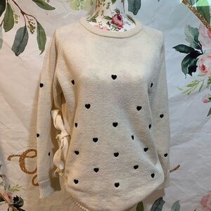 Heart Pattern Cream Sweater